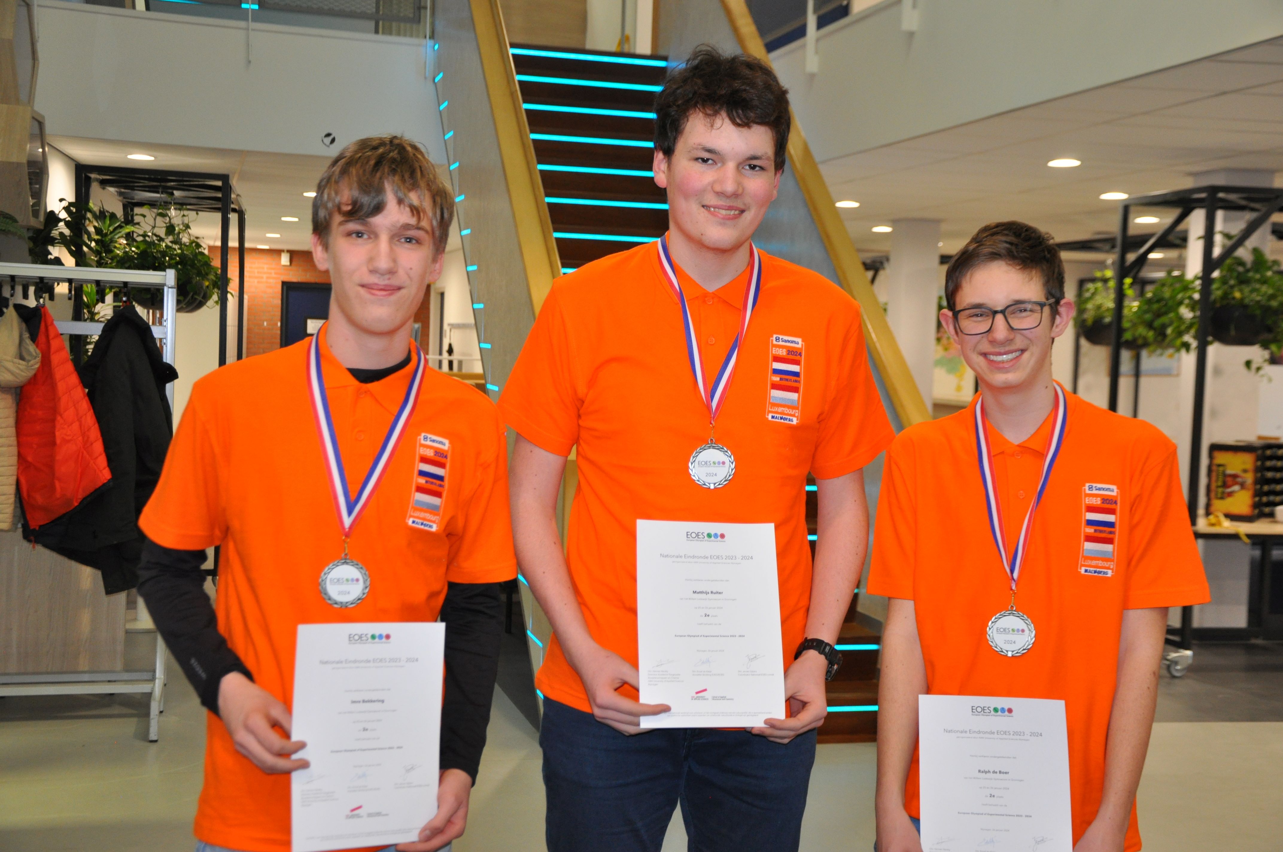 V.l.n.r.: Imre Bekkering, Matthijs de Ruiter, Ralph de Boer (2e plaats nationale eindronde EOES 2024).